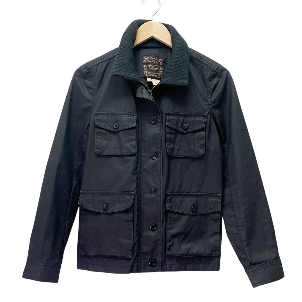 J. Crew Washed & Aged Utility Jacket Black Cotton Field Coat Women’s Size Small - Picture 2 of 10